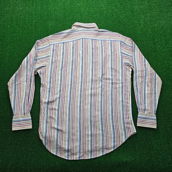 Thomas Dean Shirt Mens Medium/Large Multicolor Striped Button Up Preppy Casual - Picture 6 of 6